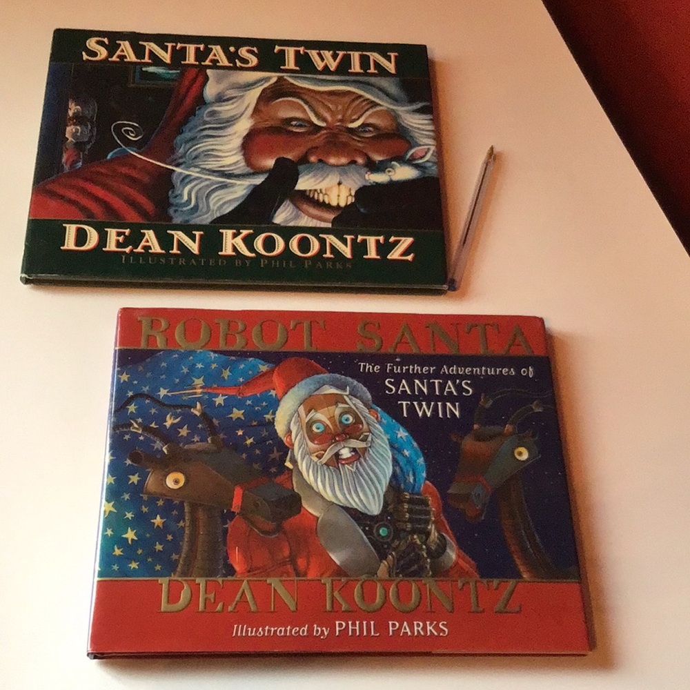 Santa's Twin & Robot Santa vintage Books by Dean Koontz scarce collectible pair